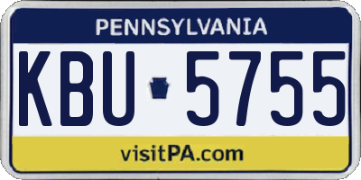 PA license plate KBU5755