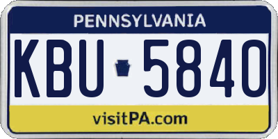 PA license plate KBU5840