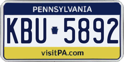 PA license plate KBU5892