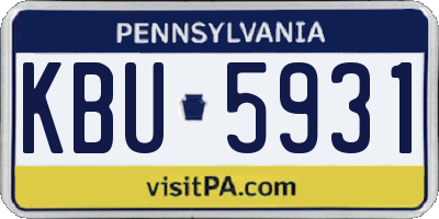 PA license plate KBU5931