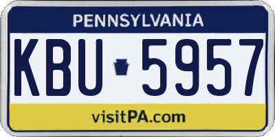 PA license plate KBU5957