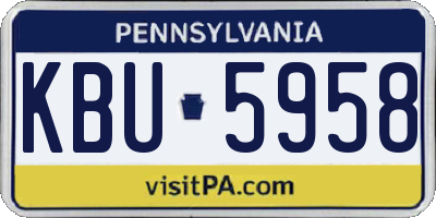PA license plate KBU5958