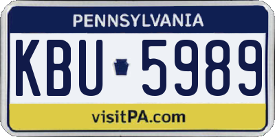 PA license plate KBU5989