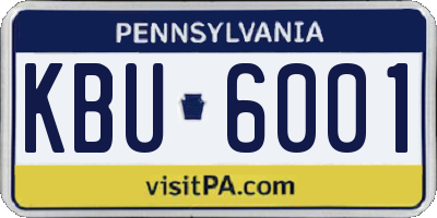 PA license plate KBU6001