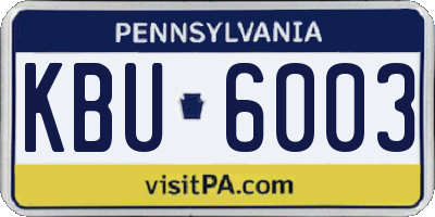 PA license plate KBU6003