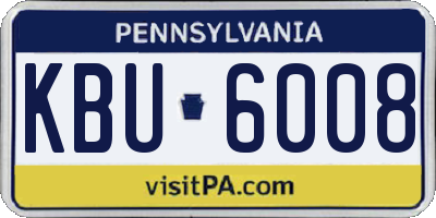 PA license plate KBU6008