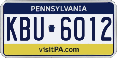 PA license plate KBU6012