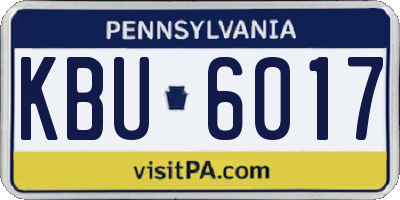 PA license plate KBU6017