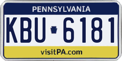 PA license plate KBU6181
