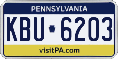 PA license plate KBU6203