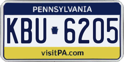 PA license plate KBU6205