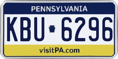 PA license plate KBU6296