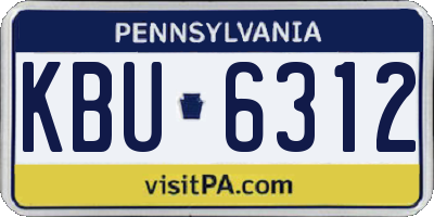 PA license plate KBU6312