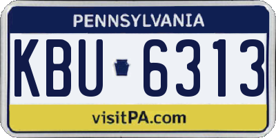 PA license plate KBU6313