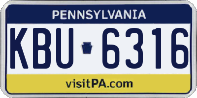 PA license plate KBU6316