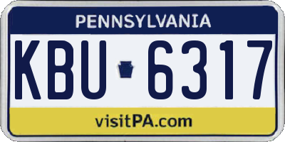 PA license plate KBU6317
