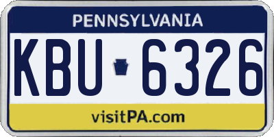 PA license plate KBU6326