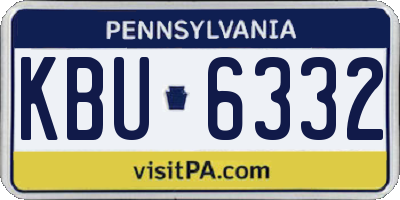 PA license plate KBU6332