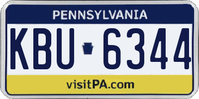 PA license plate KBU6344