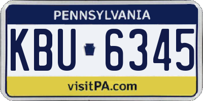 PA license plate KBU6345