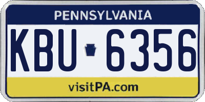 PA license plate KBU6356