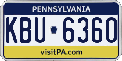 PA license plate KBU6360