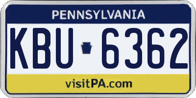 PA license plate KBU6362