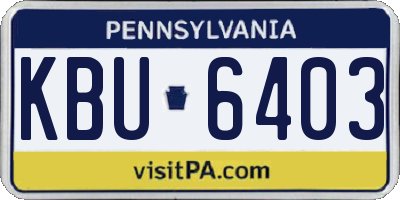 PA license plate KBU6403