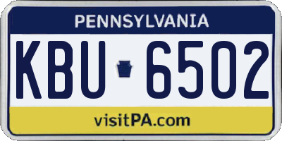 PA license plate KBU6502