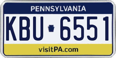 PA license plate KBU6551