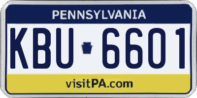 PA license plate KBU6601