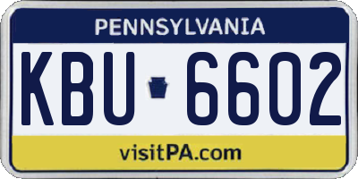 PA license plate KBU6602