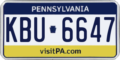 PA license plate KBU6647