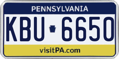 PA license plate KBU6650