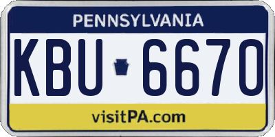 PA license plate KBU6670