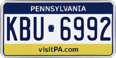 PA license plate KBU6992