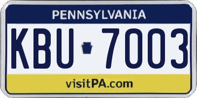 PA license plate KBU7003