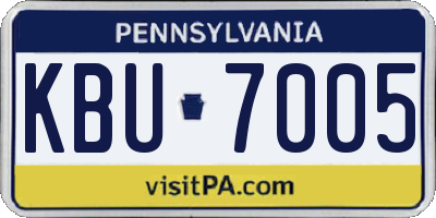 PA license plate KBU7005