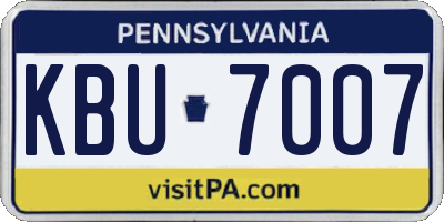 PA license plate KBU7007