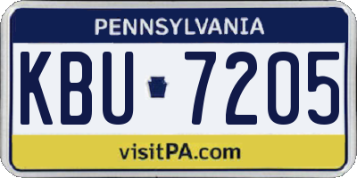 PA license plate KBU7205
