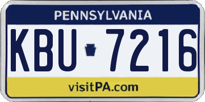 PA license plate KBU7216