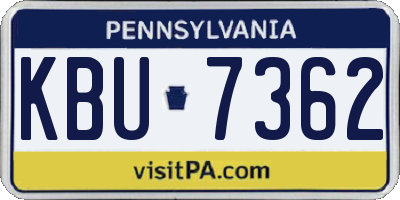 PA license plate KBU7362