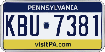 PA license plate KBU7381