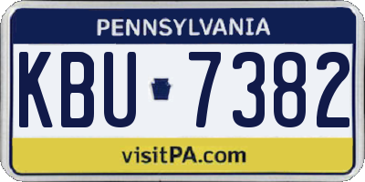 PA license plate KBU7382