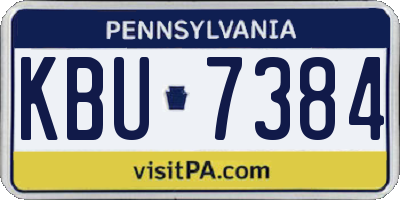 PA license plate KBU7384