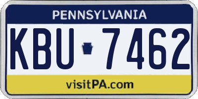 PA license plate KBU7462
