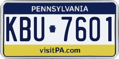 PA license plate KBU7601