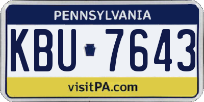 PA license plate KBU7643