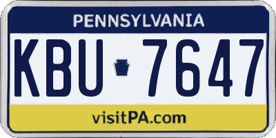 PA license plate KBU7647