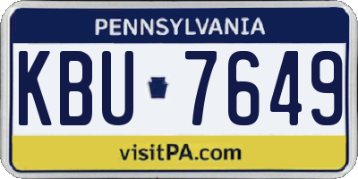 PA license plate KBU7649
